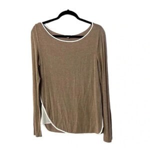 Anthropologie Bordeaux Women's Long Sleeve Brown & White Sweater Top Size M GUC